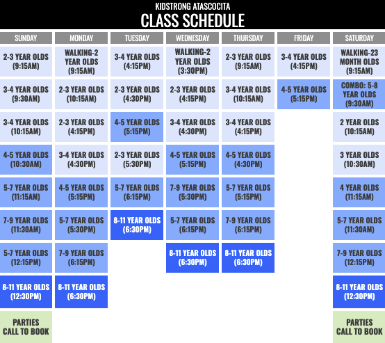 KidStrong Atascocita Schedule