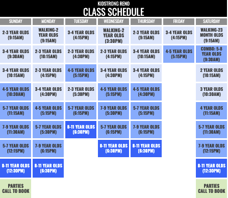 KidStrong Reno Schedule