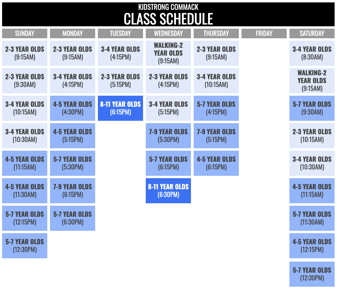 KidStrong Commack Schedule