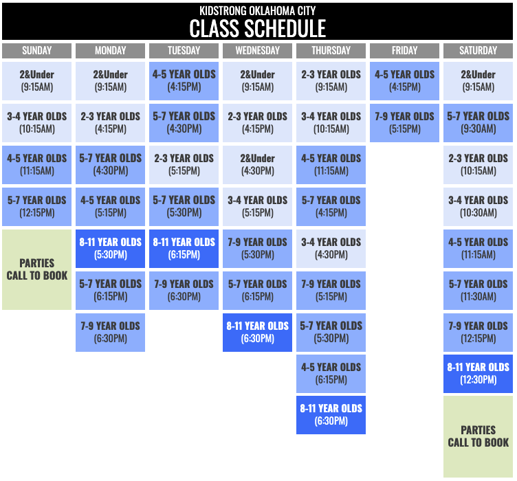 KidStrong Oklahoma City Schedule