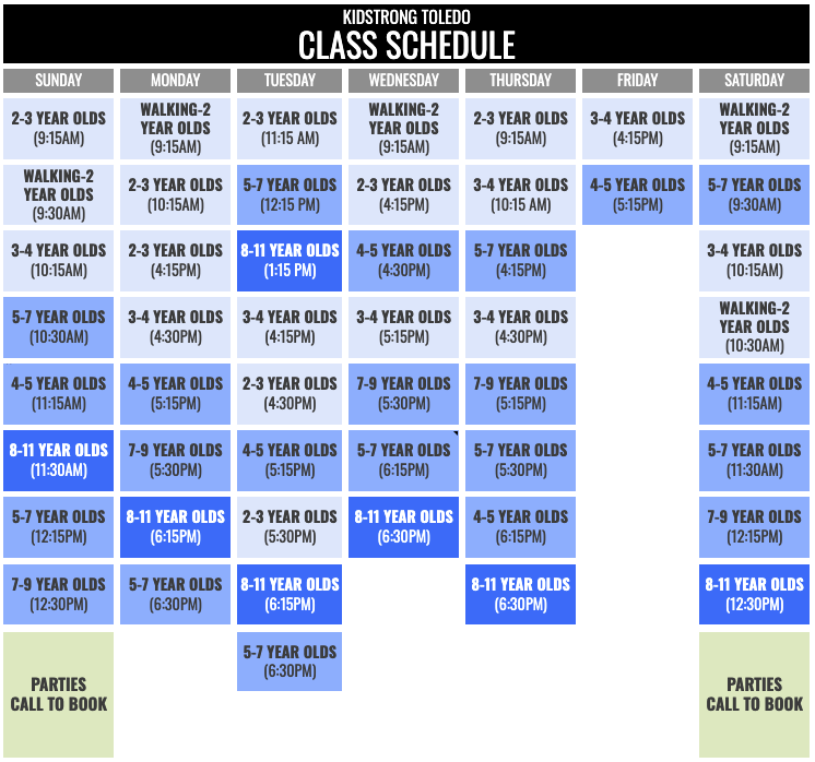 KidStrong Toledo Schedule