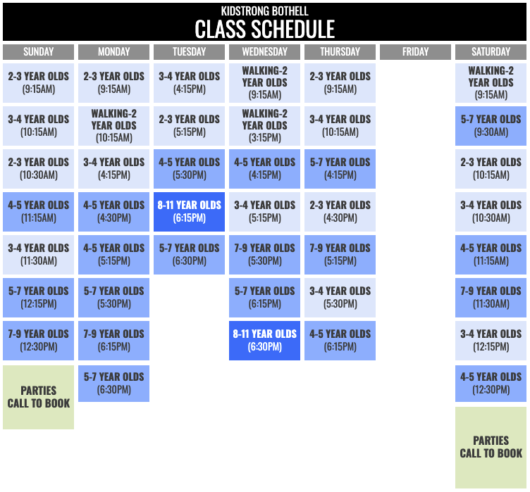 KidStrong Bothell Schedule